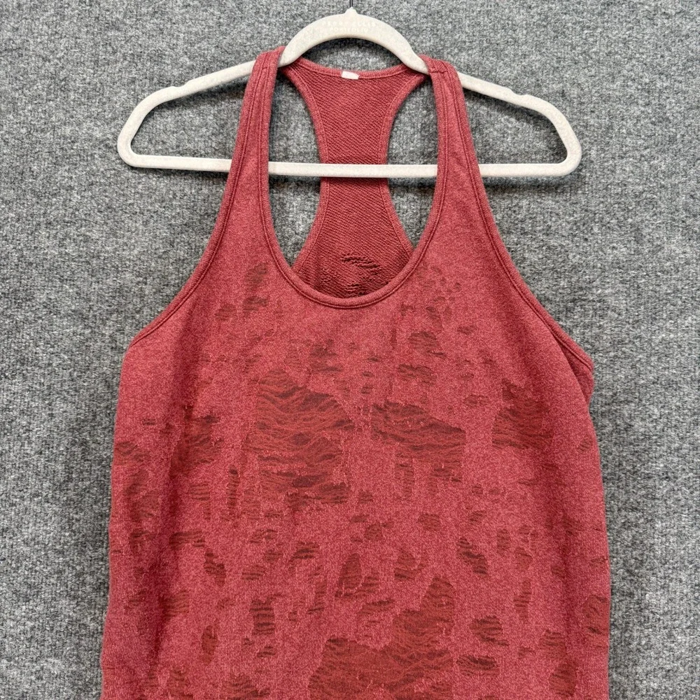 Alo Tank Top Women Medium Red Distressed Burnout Racerback Yoga Gym Shirt